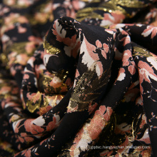 OEKO-TEX 26%SILK62%ECO MODAL12%METALLIC 15MM gold leaf flower printed silk fabric